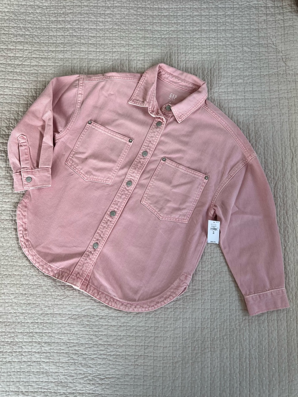 NWT Gap light pink snap front denim jacket